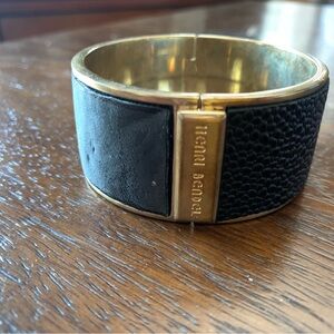 Henri Bendel cuff bracelet black leather